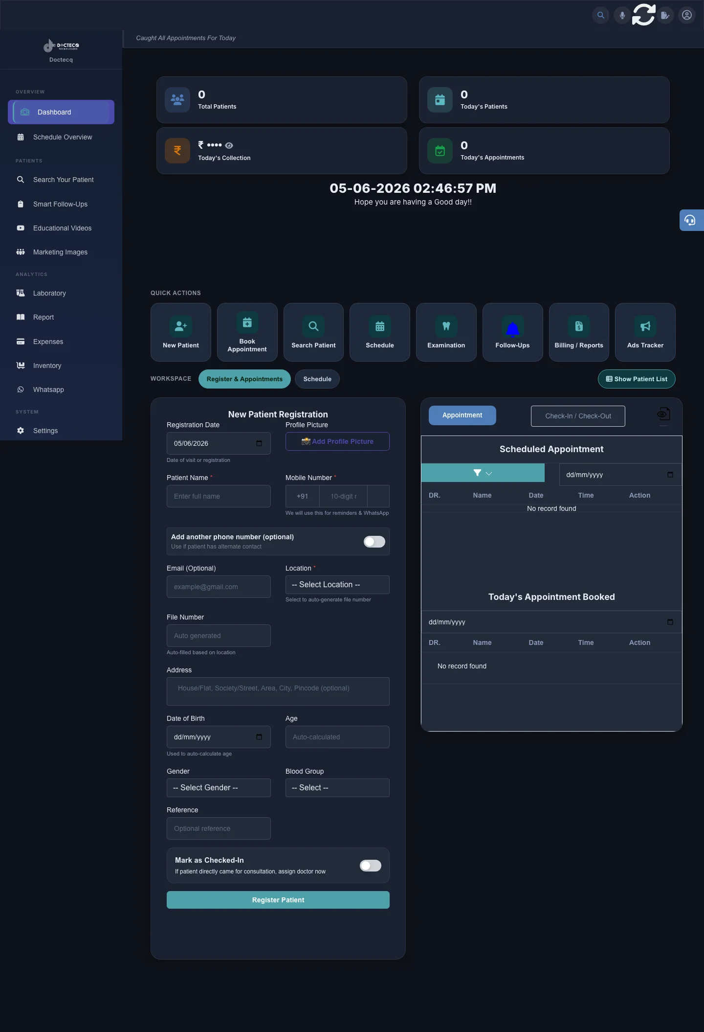 DocTecq PMS screenshot
