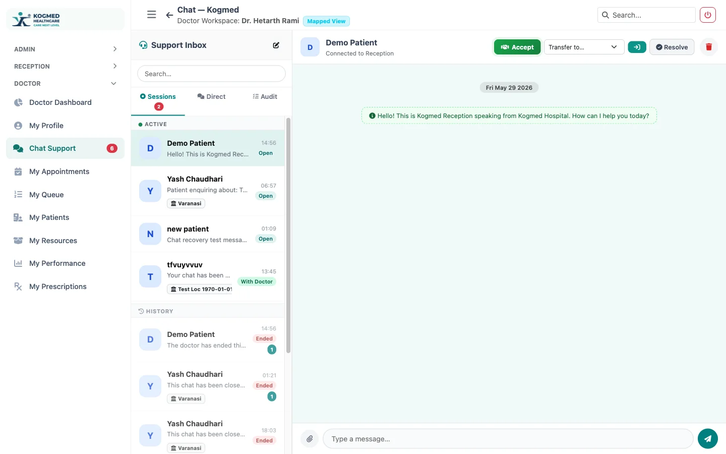 Real-Time Support Chat Console