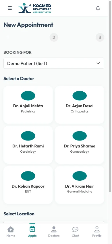 Select Doctor Screen